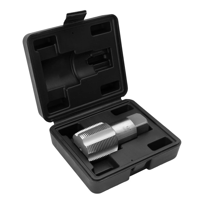 HFS (R)1-1/2" NPT Pipe Tap，Carbon Steel Pipe Threading Tools with Storage Case for Industrial/Plumbing/Auto Repair DIY Thread cutting tools - Image 1